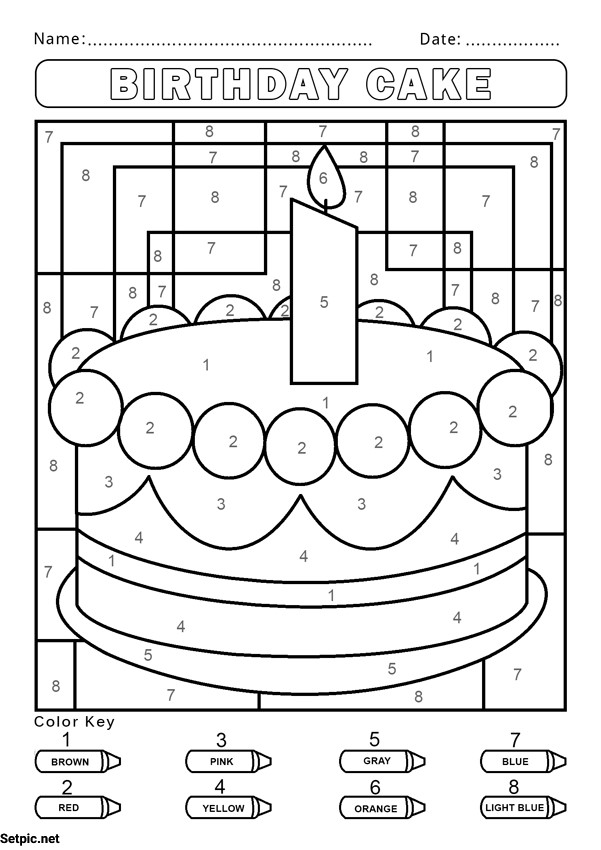 رنگ آمیزی کیک تولد با اعداد و رنگ های انگلیسی
