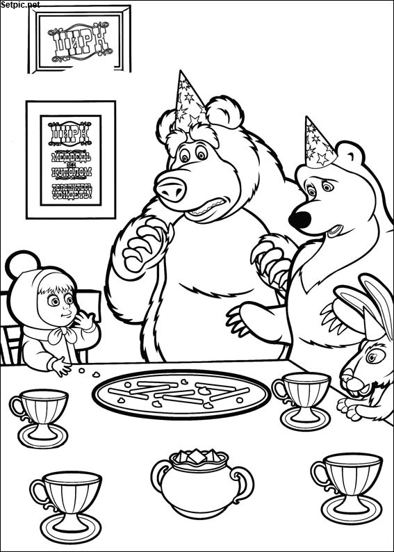 عکس رنگ آمیزی انیمیشن ماشا و خرسه