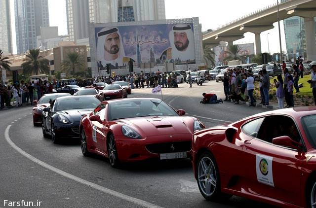 تصاویر رالی ماشین های لوکس در خیابان های دبی
