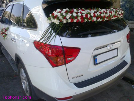 تزیین ماشین عروس با گل,مدل ماشین عروس